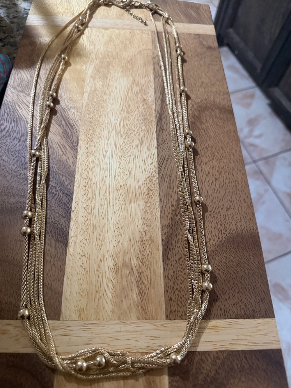 Charming Charlie Gold Multi-Strand Beaded Necklace 18”